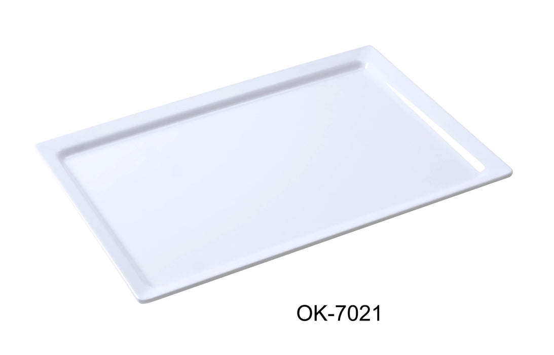 Yanco OK-7021 Osaka-2 Display Plate, Rectangular, 21″ Length, 13″ Width, Melamine, White Color, Pack of 6