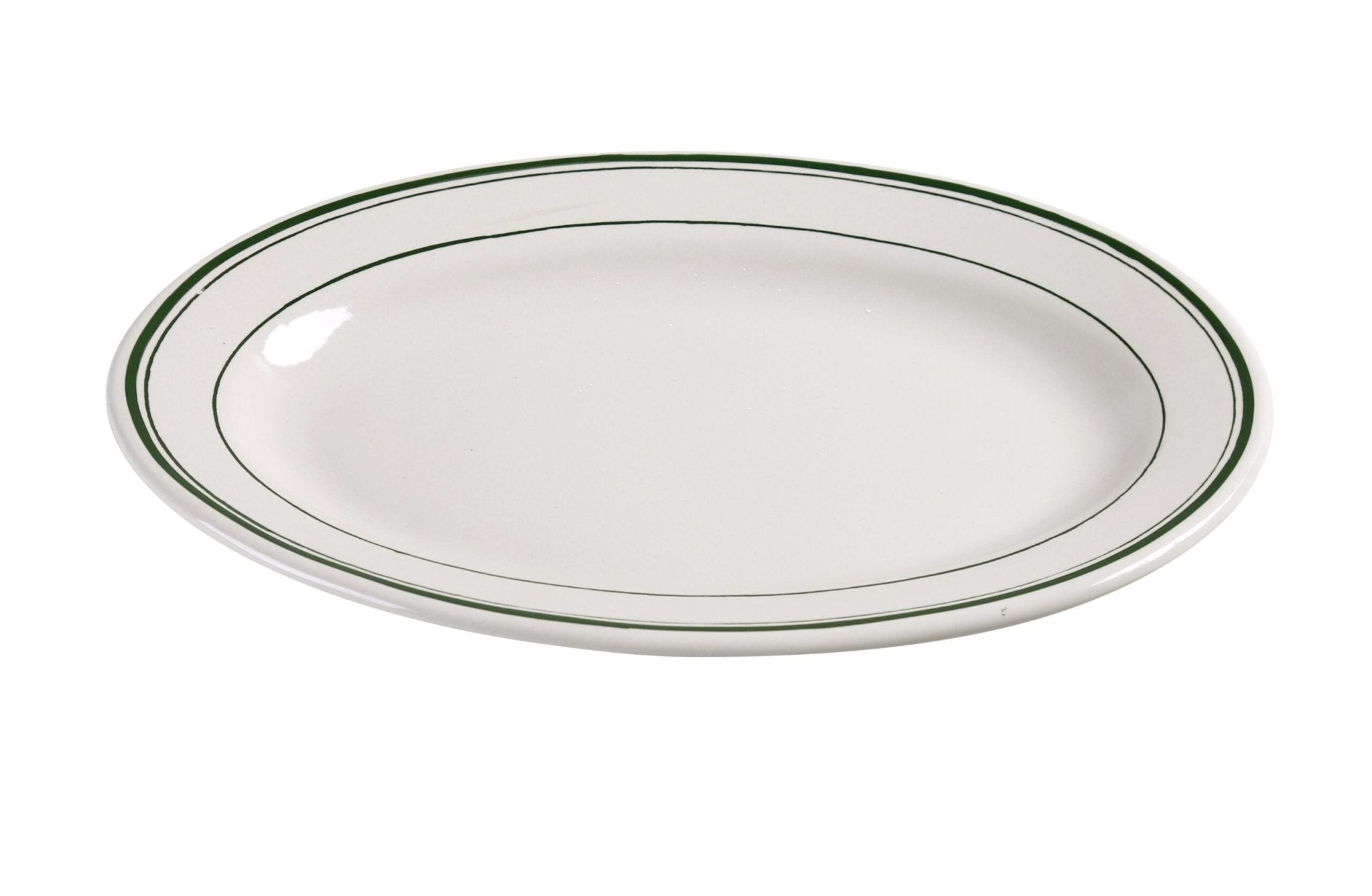 Yanco GB - 34 Green Band Platter, 9.5"‚ Length, 6.5"‚ Width, China, American White Color, Pack of 24