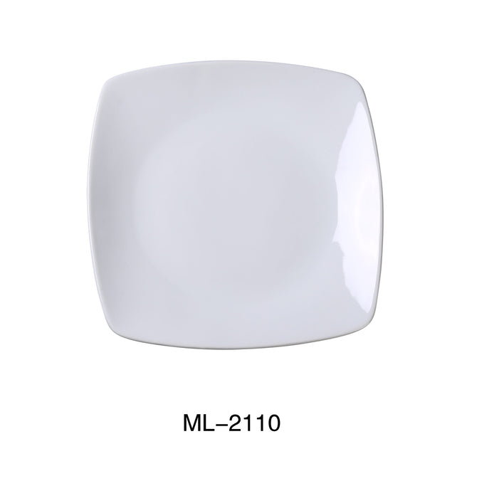 Yanco ML-2110 Mainland 10 1/2″ X 1 1/4″ SQUARE PLATE WITH ROUNDED CORNER, China, Super White, Pack of 12