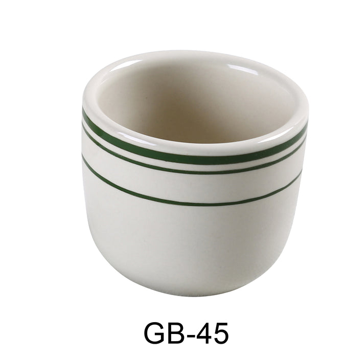 Yanco GB-45 Green Band Chinese Tea Cup, 4.5 oz Capacity, 2.75″ Diameter, 2.25″ Height, China, American White Color, Pack of 36