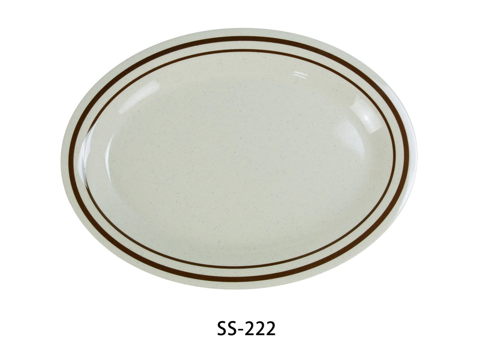 Yanco SS-222 Sesame Deep Oval Platter, 12″ Length, 9″ Width, 1″ Height, Melamine, Pack of 12