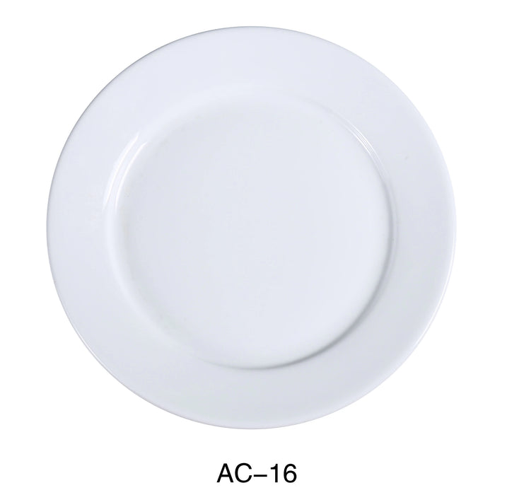 Yanco AC-16 ABCO Dinner Plate, 10.5″ Diameter, China, Super White, Pack of 12