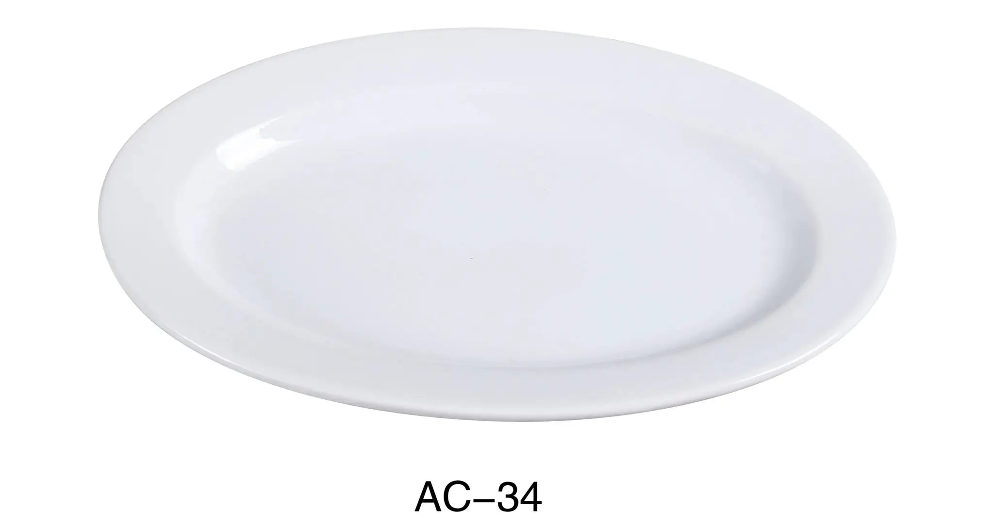 Yanco AC - 34 ABCO Oval Platter, 9.5"‚ Length x 6.5"‚ Width, China, Super White, Pack of 24