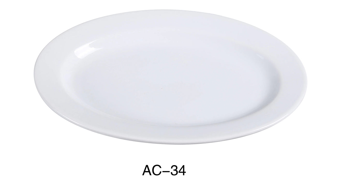 Yanco AC-34 ABCO Oval Platter, 9.5″ Length x 6.5″ Width, China, Super White, Pack of 24