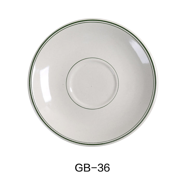 Yanco GB-36 Green Band Saucer for Yanco GB-35, 4.25″ Diameter, China, American White Color, Pack of 36