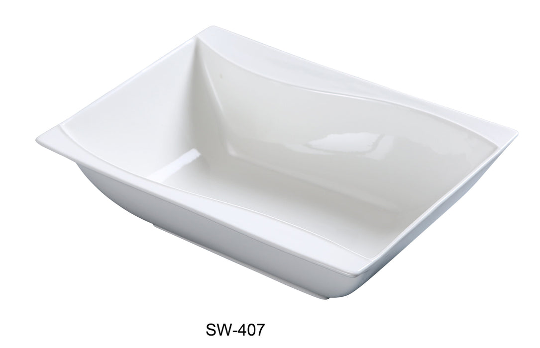 Yanco SW-407 Sea Wave Rectangular Bowl, 15 oz, 7.25″ Length x 5.5″ Width, China, Bone White, Pack of 24