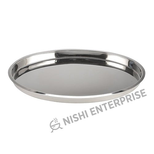 Stainless Steel Oval Thali Platter 17 Inch Wide