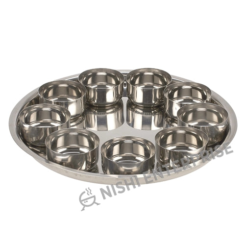 Stainless Steel Oval Thali Platter  17 Inch Wide
