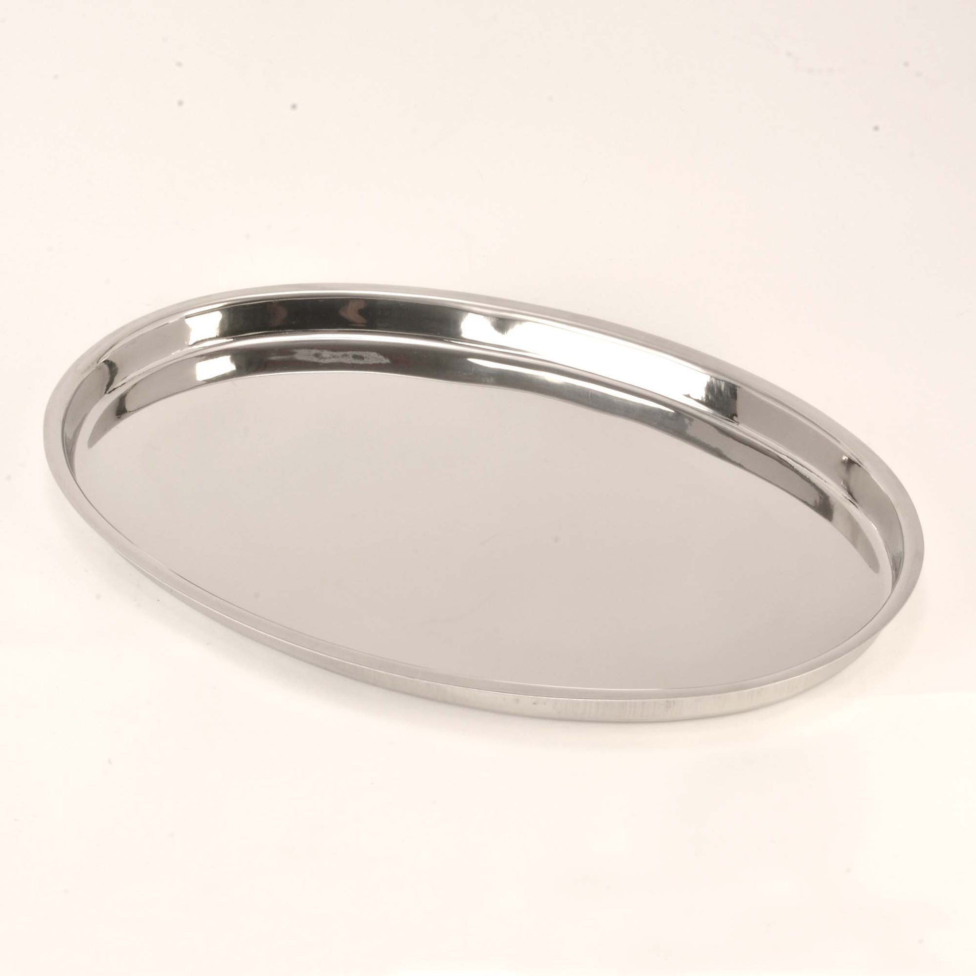 Stainless Steel Oval Thali Platter 17 Inch Wide