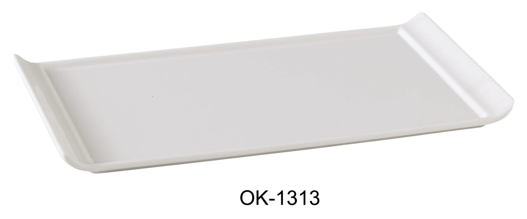 Yanco OK-1313 Osaka-2 Display Plate, Rectangular, 13″ Length, 6.75″ Width, Melamine, White Color, Pack of 12