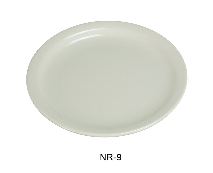 Yanco NR-9 Normandy Plate, Narrow Rim, 9.5″ Diameter, China, American White Color, Pack of 24