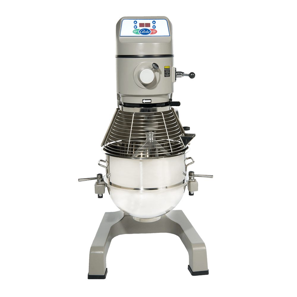 Globe SP80PL 80 Qt. Planetary Floor Pizza Mixer with Guard, Bowl & Dough Hook, Heavy Duty, Gear Driven - 208V, 3 Phase, 3 HP