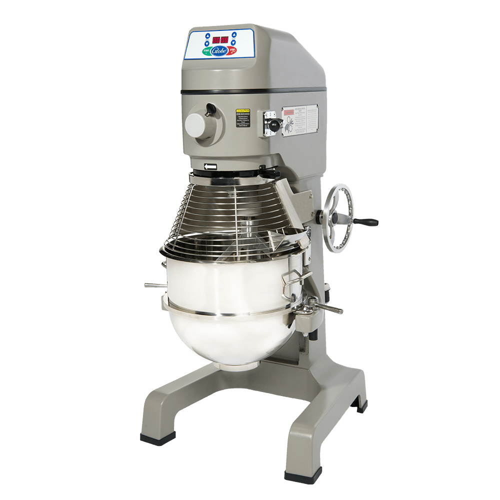 Globe SP30P 30 Qt. Commercial Gear Driven Floor Pizza Mixer with Guard, 240V, 1 1/2 HP
