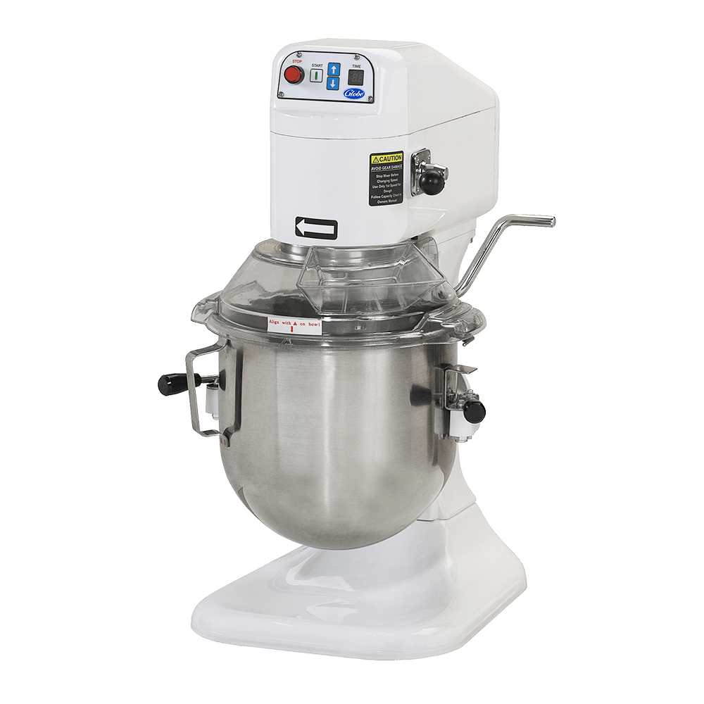 Globe SP08 8 Qt. Planetary Countertop Power Mixer with Touch Pad and Digital Timer, Gear - driven, 3 speeds, 115V, NSF
