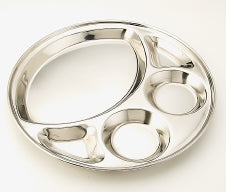 Stainless Steel Round Compartment /Thali Tray - 13 inch - 5 compartment