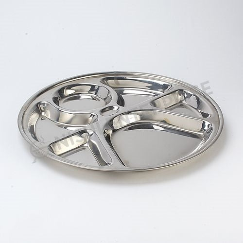 Stainless Steel Round Compartment Plate / Thali -13 inch -6 compartment