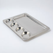 Stainless Steel Rectangular Dosa Compartment Tray / Thali with 4 - Bowls and 1 - compartment - 16 Inch