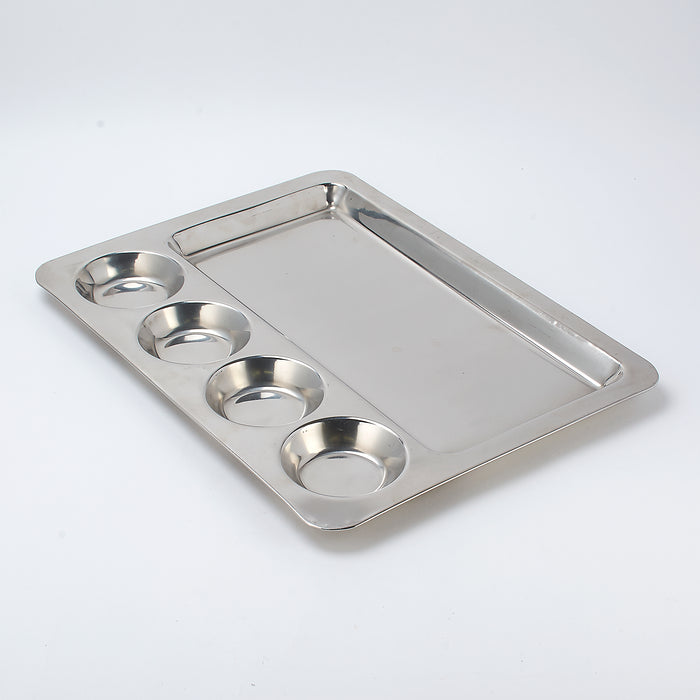Stainless Steel Rectangular Dosa Compartment Tray / Thali with 4-Bowls —  Nishi Enterprise Inc