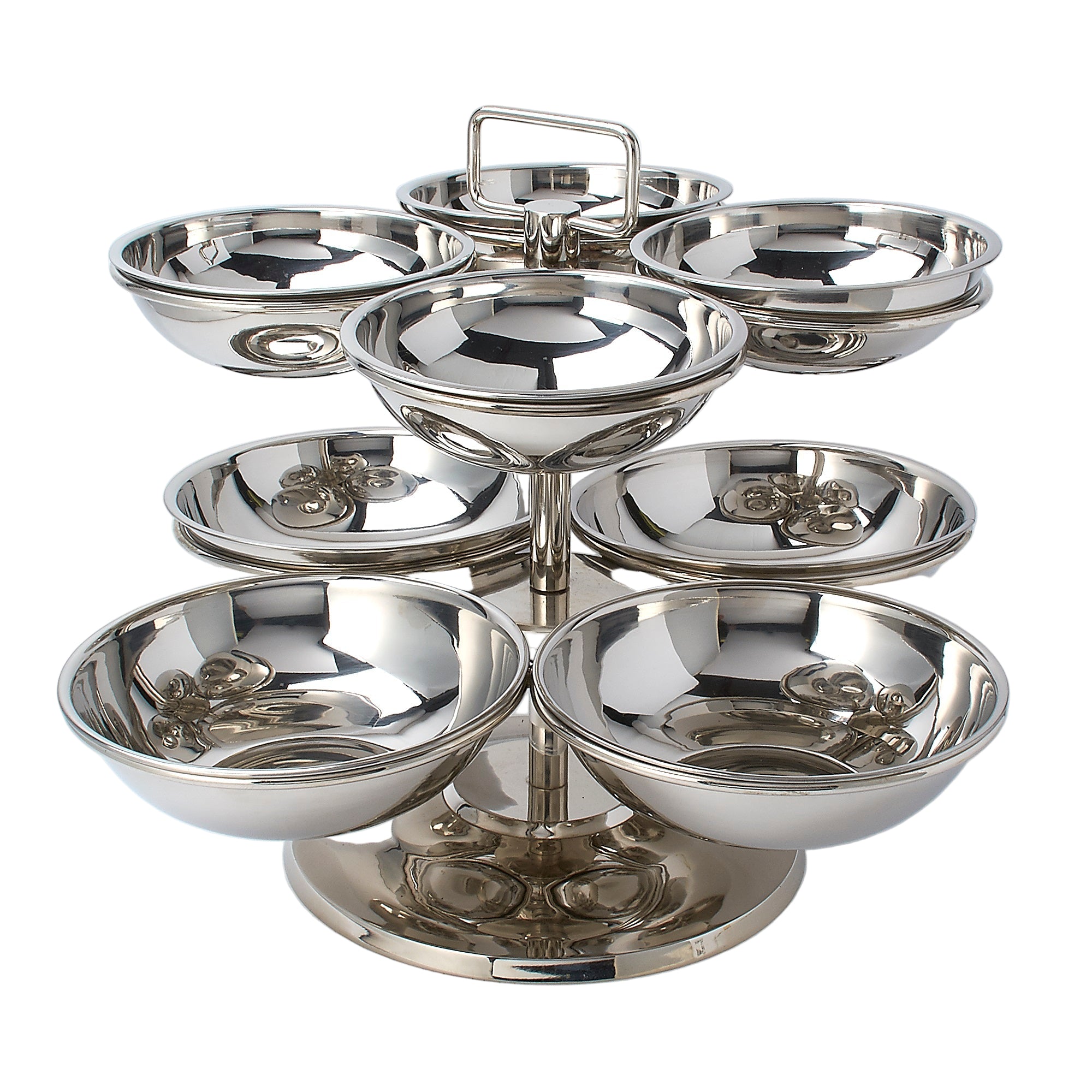 Stainless Steel Revolving Food Display for Buffet - 8 Bowls
