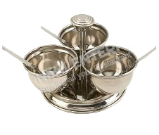 Stainless Steel Pickle Stand - 3 Bowls - Handle