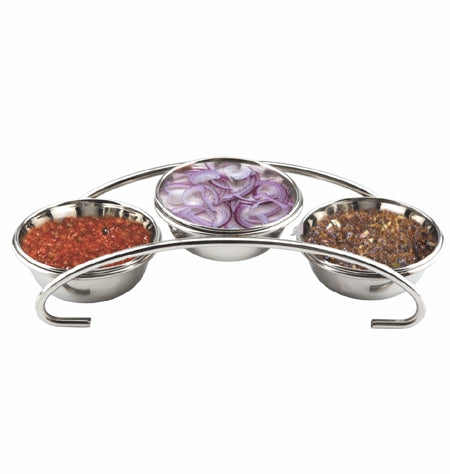 Stainless Steel Pickle Stand Bridge style - 3 Bowls