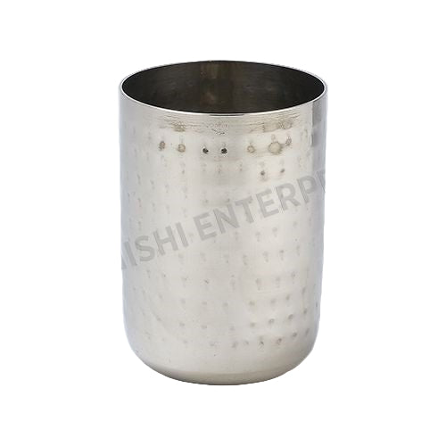 Hammered Stainless Steel Water Glass - Tin Cup - 10 Oz.