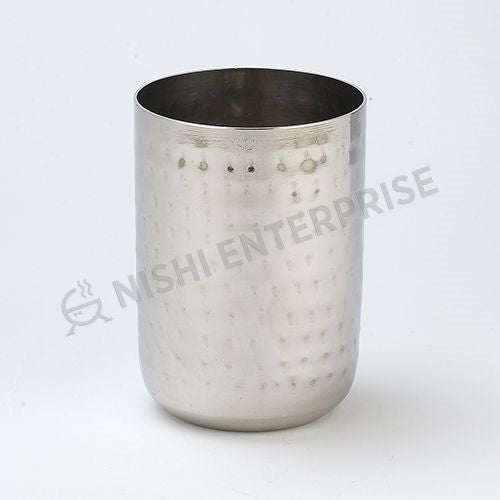 Hammered Stainless Steel Water Glass - Tin Cup-  10 Oz.