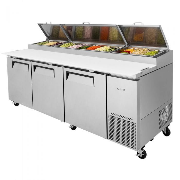 Turbo Air TPR - 93SD - N, Super Deluxe Series 3 Solid Doors Pizza Prep.Table