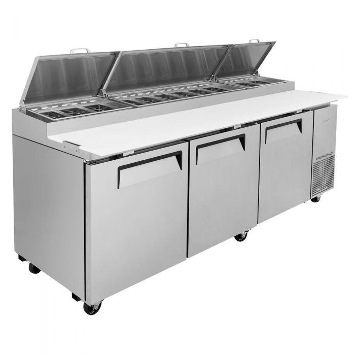 Turbo Air TPR - 93SD - N, Super Deluxe Series 3 Solid Doors Pizza Prep.Table