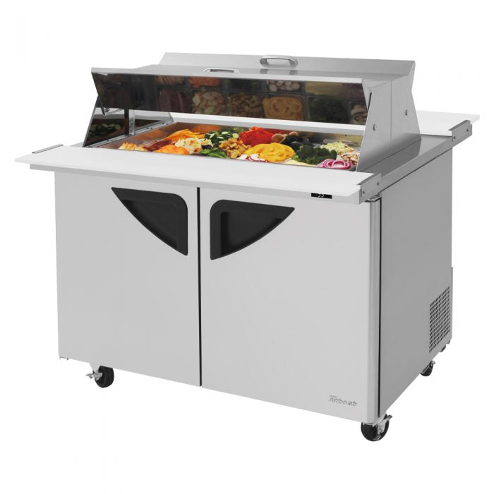 Turbo Air TST-48SD-18-N-DS, 2 Solid Doors Mega Top Unit, Dual Sided Refrigerated Sandwich Prep Table