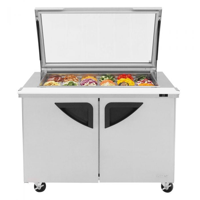 Turbo Air TST - 48SD - 18 - N - GL, 2 Solid Doors Mega Top Unit w/ Glass Lid Refrigerated Sandwich Prep Table