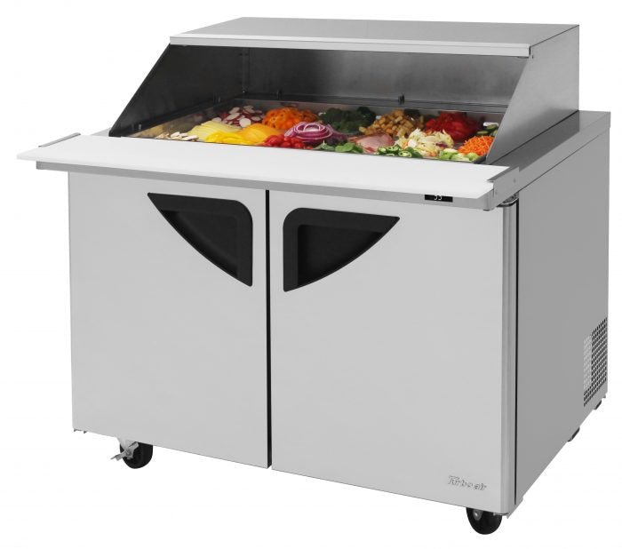 Turbo Air TST - 48SD - 18 - N - SL, 2 Solid Doors Mega Top Refrigerated Unit w/ Removable Slide Back Lid