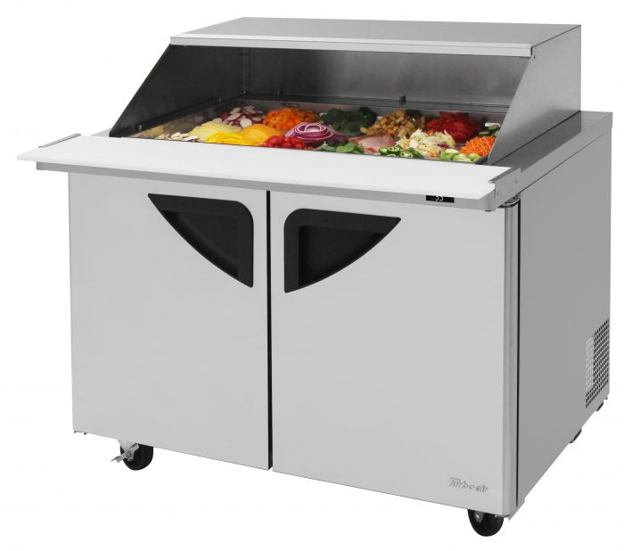 Turbo Air TST-48SD-18-N-SL, 2 Solid Doors Mega Top Refrigerated Unit w/ Removable Slide Back Lid