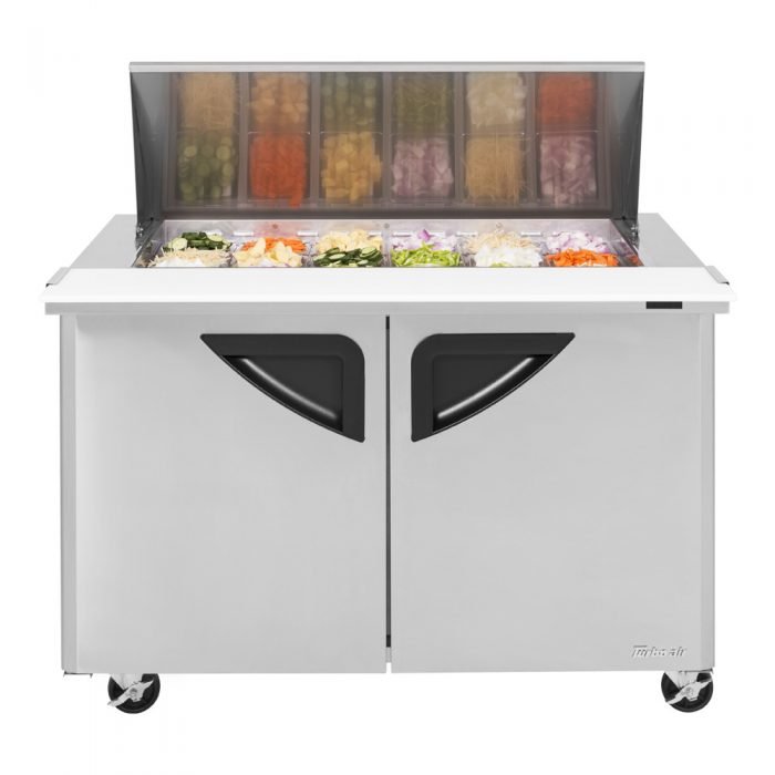 Turbo Air TST - 48SD - 18 - N, 2 Solid Doors Mega Top Unit Refrigerated Sandwich Prep Table