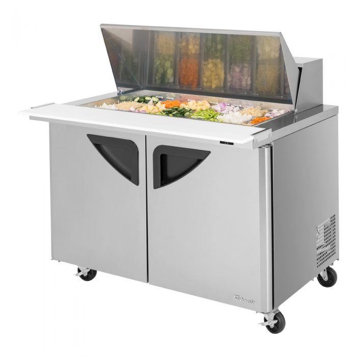 Turbo Air TST - 48SD - 18 - N, 2 Solid Doors Mega Top Unit Refrigerated Sandwich Prep Table