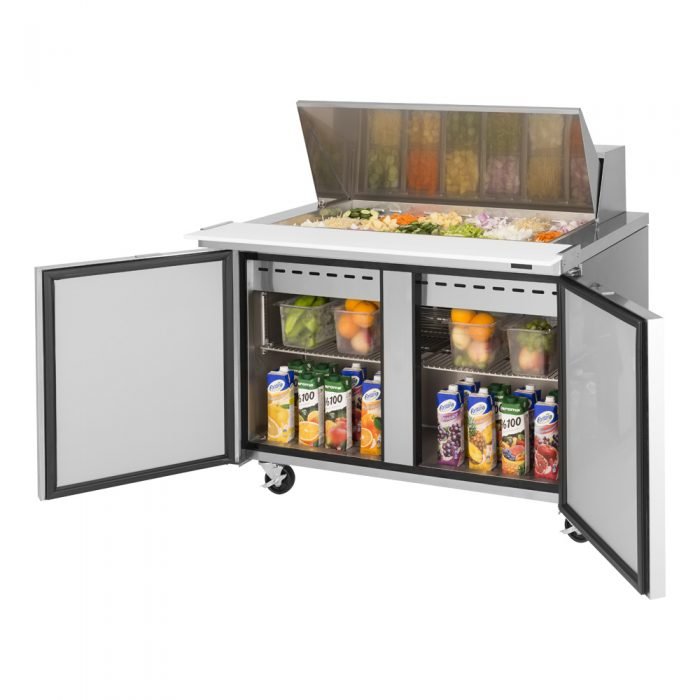 Turbo Air TST - 48SD - 18 - N, 2 Solid Doors Mega Top Unit Refrigerated Sandwich Prep Table