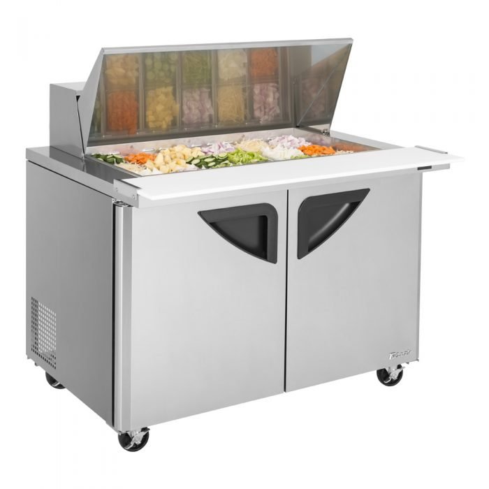 Turbo Air TST - 48SD - 18 - N, 2 Solid Doors Mega Top Unit Refrigerated Sandwich Prep Table
