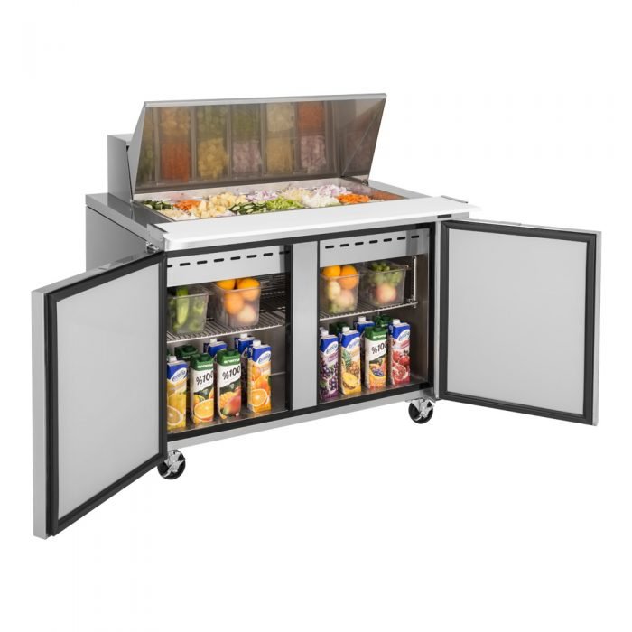 Turbo Air TST - 48SD - 18 - N, 2 Solid Doors Mega Top Unit Refrigerated Sandwich Prep Table