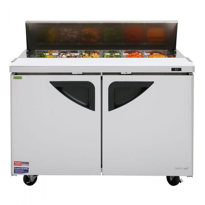 Turbo Air TST - 48SD - N, 2 Solid Doors Refrigerated Sandwich/Salad Unit Prep Table
