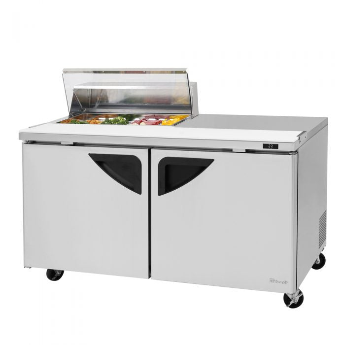 Turbo Air TST-60SD-08S-N-CL, 2 Solid Doors Sandwich/Salad Unit/ 28 Clear Lid - Right side workstation, Prep Table