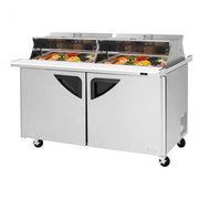 Turbo Air TST - 60SD - 24 - N - DS, 2 Solid Doors Mega Top Unit, Dual Sided Refrigerated Sandwich Prep Table