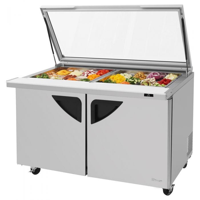 Turbo Air TST - 60SD - 24 - N - GL, 2 Solid Doors Mega Top Unit w/ Glass Lid Refrigerated Sandwich Prep Table