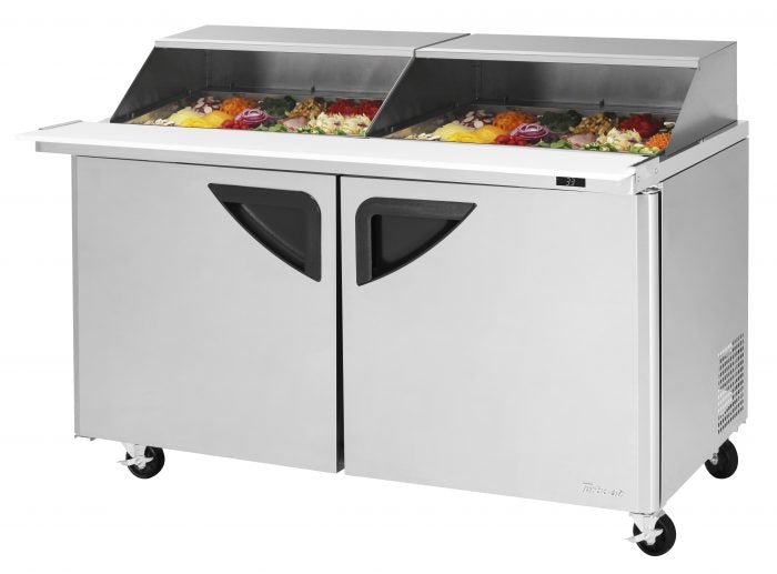 Turbo Air TST - 60SD - 24 - N - SL, 2 Solid Doors Mega Refrigerated Top Unit w/ Removable Slide Back Lid