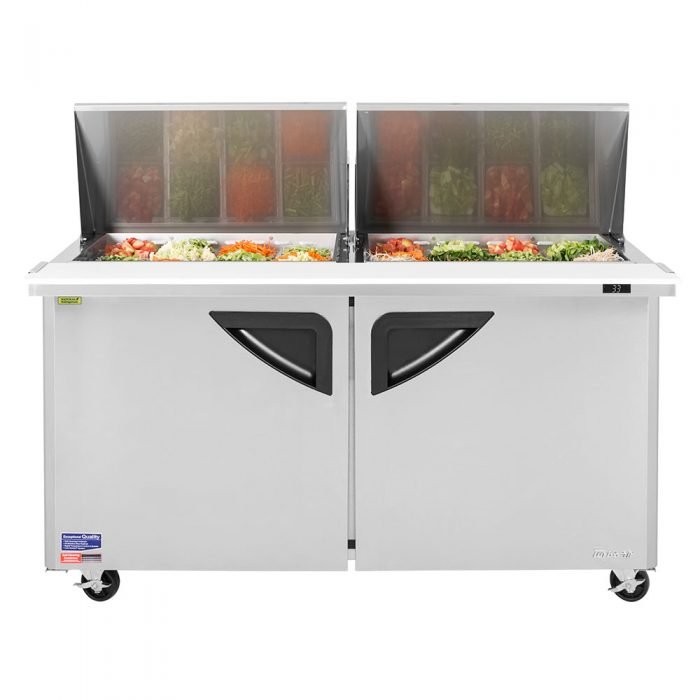 Turbo Air TST - 60SD - 24 - N, 2 Solid Doors Mega Top Unit Refrigerated Sandwich Prep Table