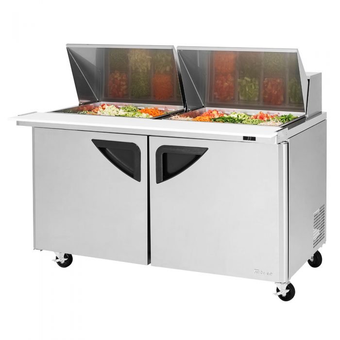Turbo Air TST - 60SD - 24 - N, 2 Solid Doors Mega Top Unit Refrigerated Sandwich Prep Table