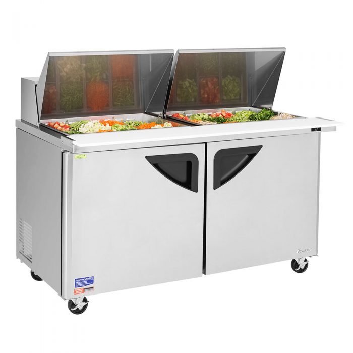 Turbo Air TST - 60SD - 24 - N, 2 Solid Doors Mega Top Unit Refrigerated Sandwich Prep Table