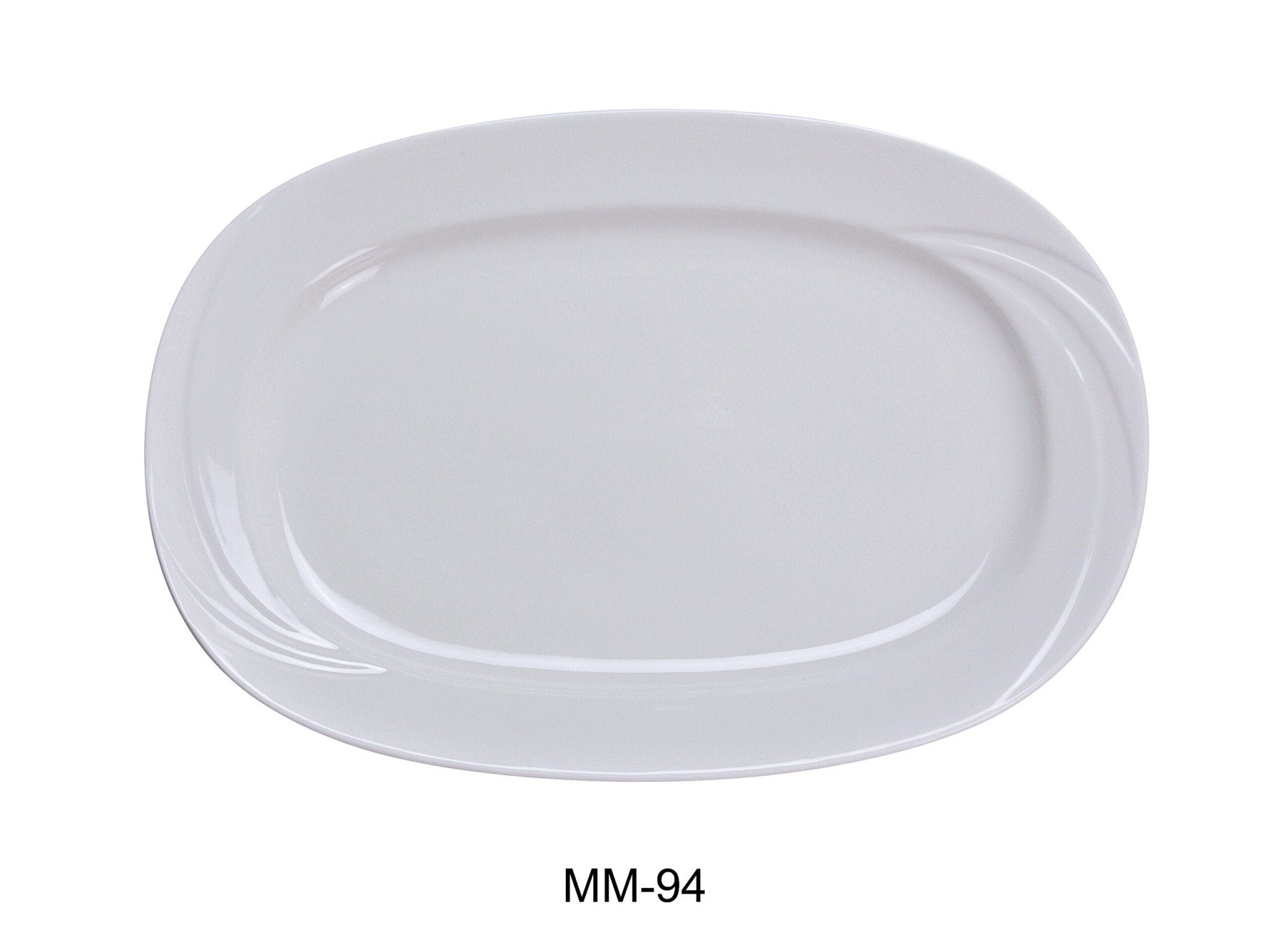 Yanco MM - 94 Miami Rectangular Platter, 14"‚ Length x 10"‚ Width, China, Bone White, Pack of 12