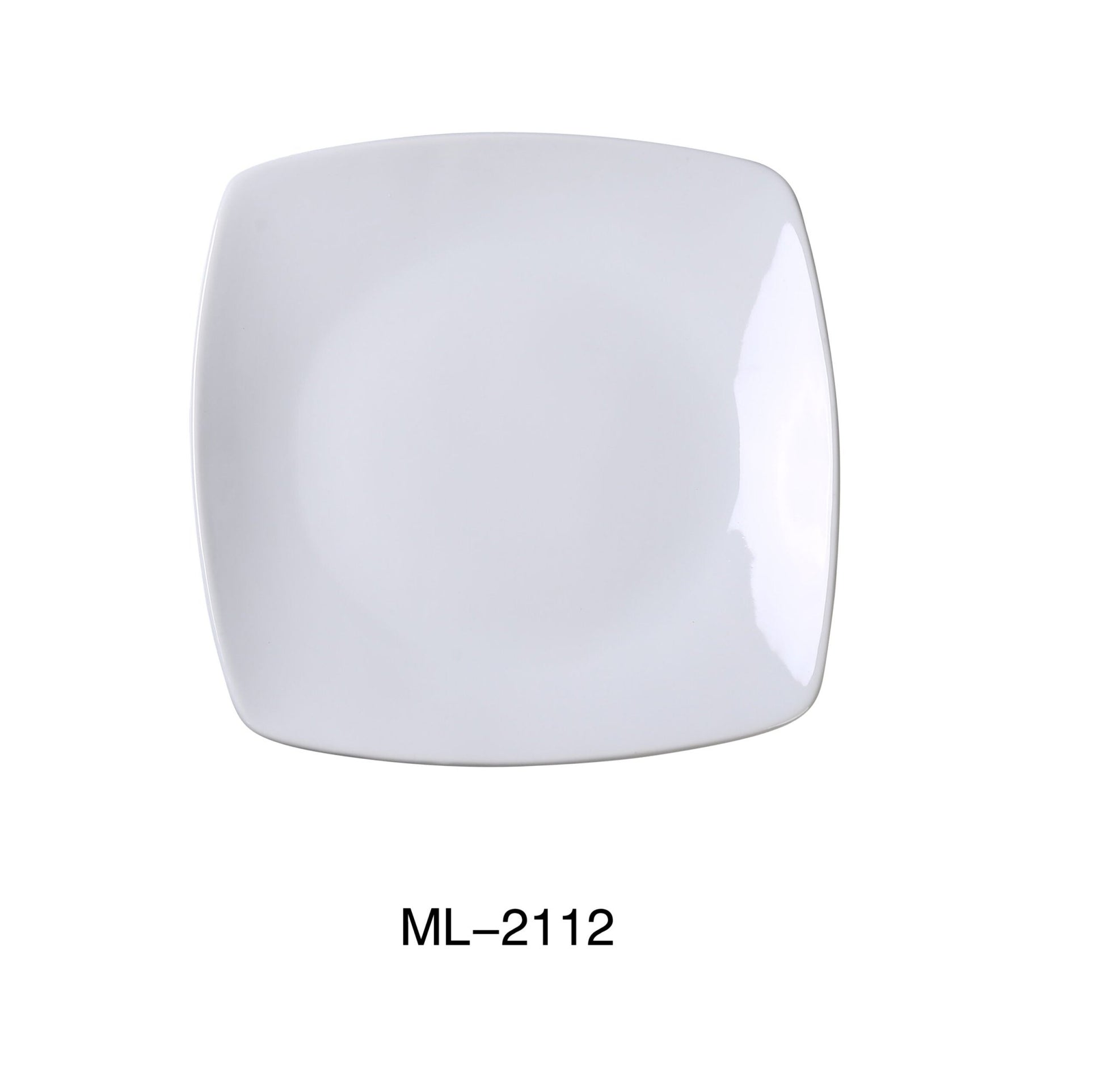 Yanco ML - 2112 Mainland 12"‚ X 1 1/2"‚ SQUARE PLATE WITH ROUNDED CORNER, China, Super White, Pack of 12