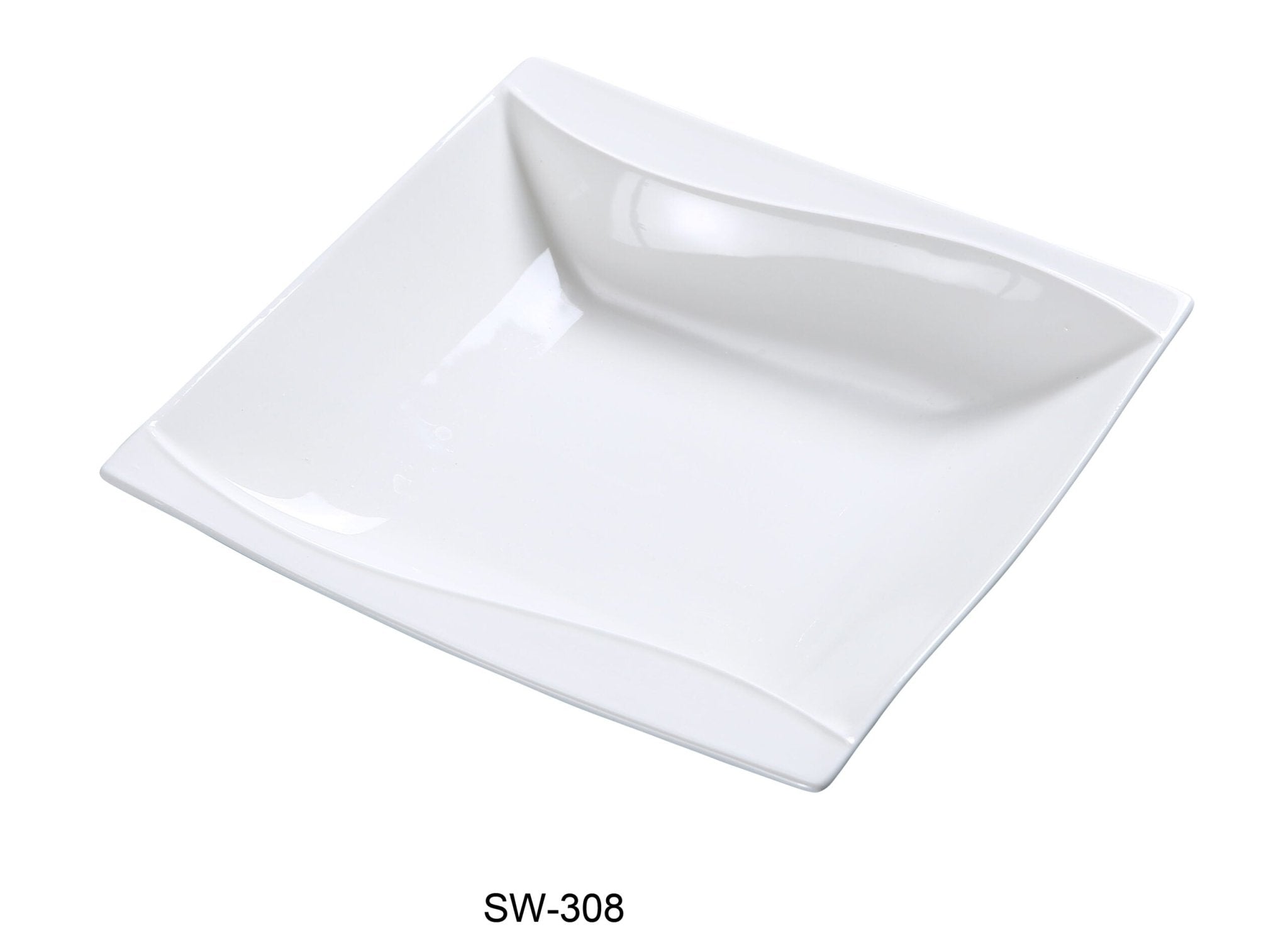 Yanco SW - 308 Sea Wave 8"‚ Soup Plate, Square, 15 - oz Capacity, China, Bone White, Pack of 24