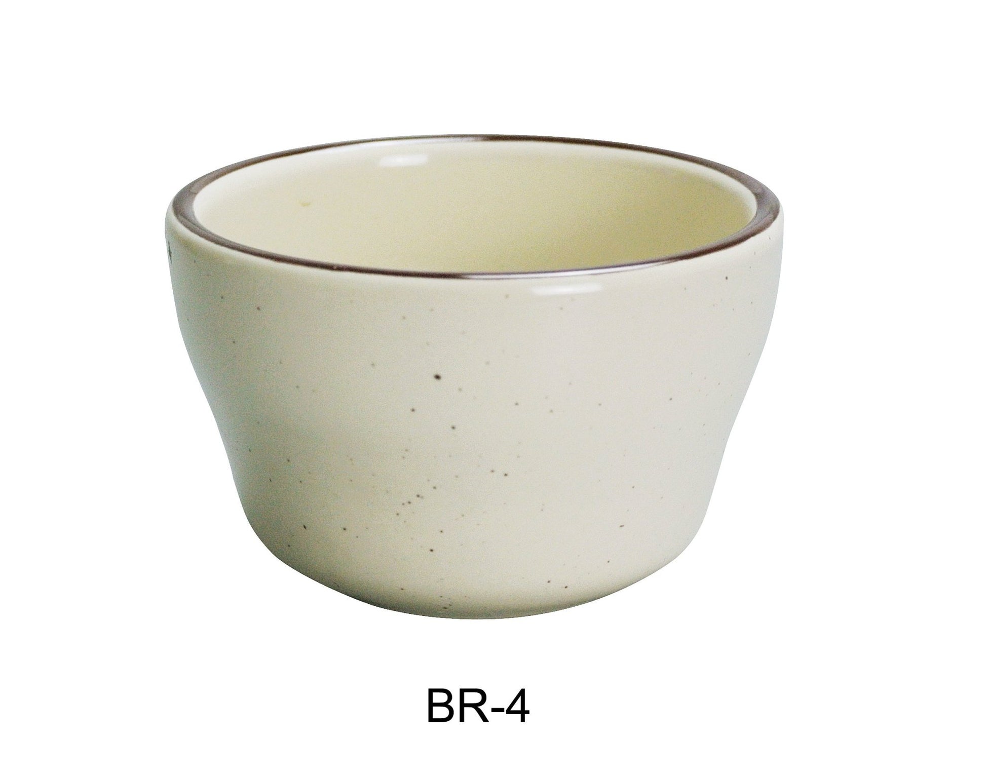 Yanco BR - 4 Brown Speckled Bouillon Bowl, 7.25 OZ, 4" X 2.25", China, American White Color, Pack of 36
